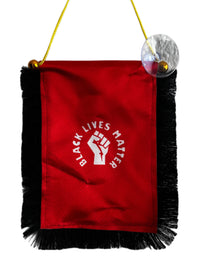 Black Lives Matter Hanging Banner - 4x6 Fringy Window Hanging Flag - Mini Flag Banner & Car Rearview Mirror Decor - Fringed & Double Sided - Hanging Flag with Suction Cup