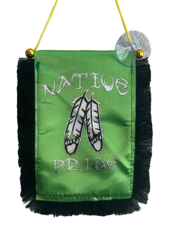 Native Pride Hanging Banner - 4x6 Fringy Window Hanging Flag - Mini Flag Banner & Car Rearview Mirror Decor - Fringed & Double Sided - Hanging Flag with Suction Cup