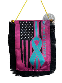 Recovery Matters Hanging Banner - 4x6 Fringy Window Hanging Flag - Mini Flag Banner & Car Rearview Mirror Decor - Fringed & Double Sided - Hanging Flag with Suction Cup