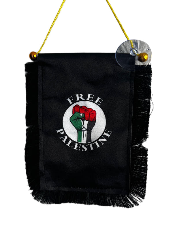 Palestine Awareness Hanging Banner - 4x6 Fringy Window Hanging Flag - Mini Flag Banner & Car Rearview Mirror Decor - Fringed & Double Sided - Hanging Flag with Suction Cup