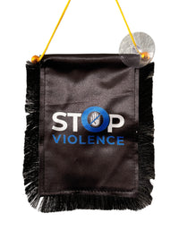 Stop Violence Hanging Banner - 4x6 Fringy Window Hanging Flag - Mini Flag Banner & Car Rearview Mirror Decor - Fringed & Double Sided - Hanging Flag with Suction Cup